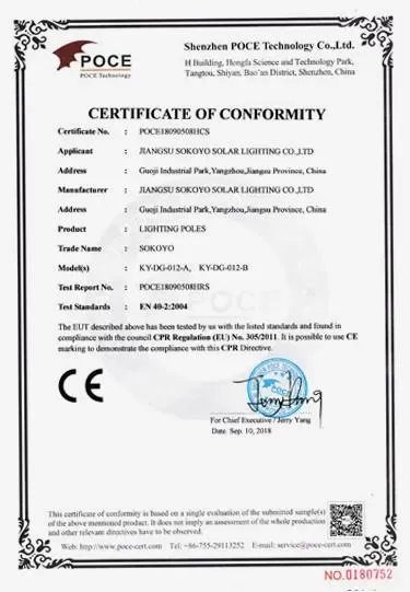 certificat de conformité