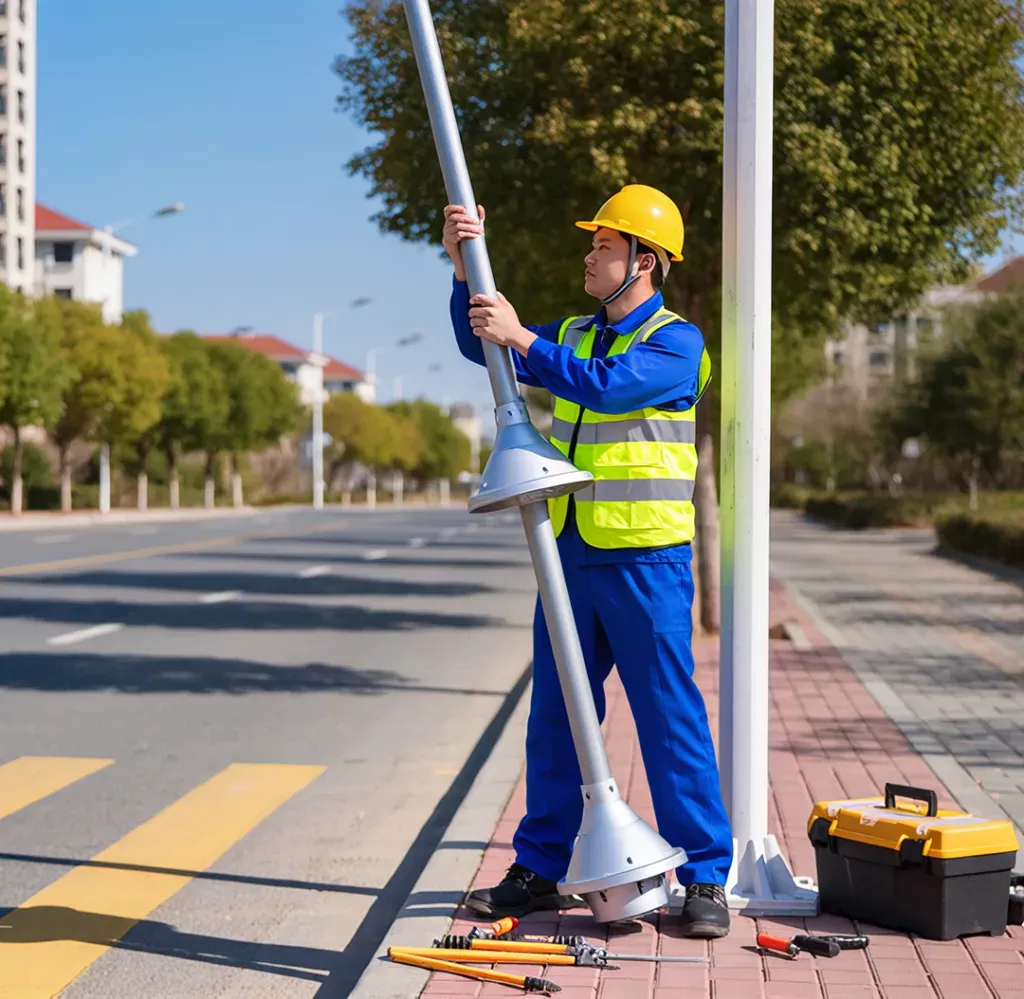 Comment installer des lampadaires solaires par une seule personne ?